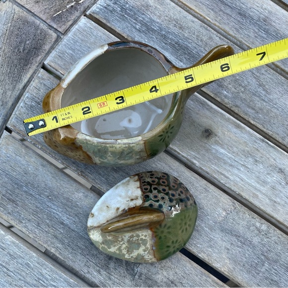 Pier 1 Imports Fish Stoneware Pottery Lidded Jar / Candy Dish - Picture 5 of 8